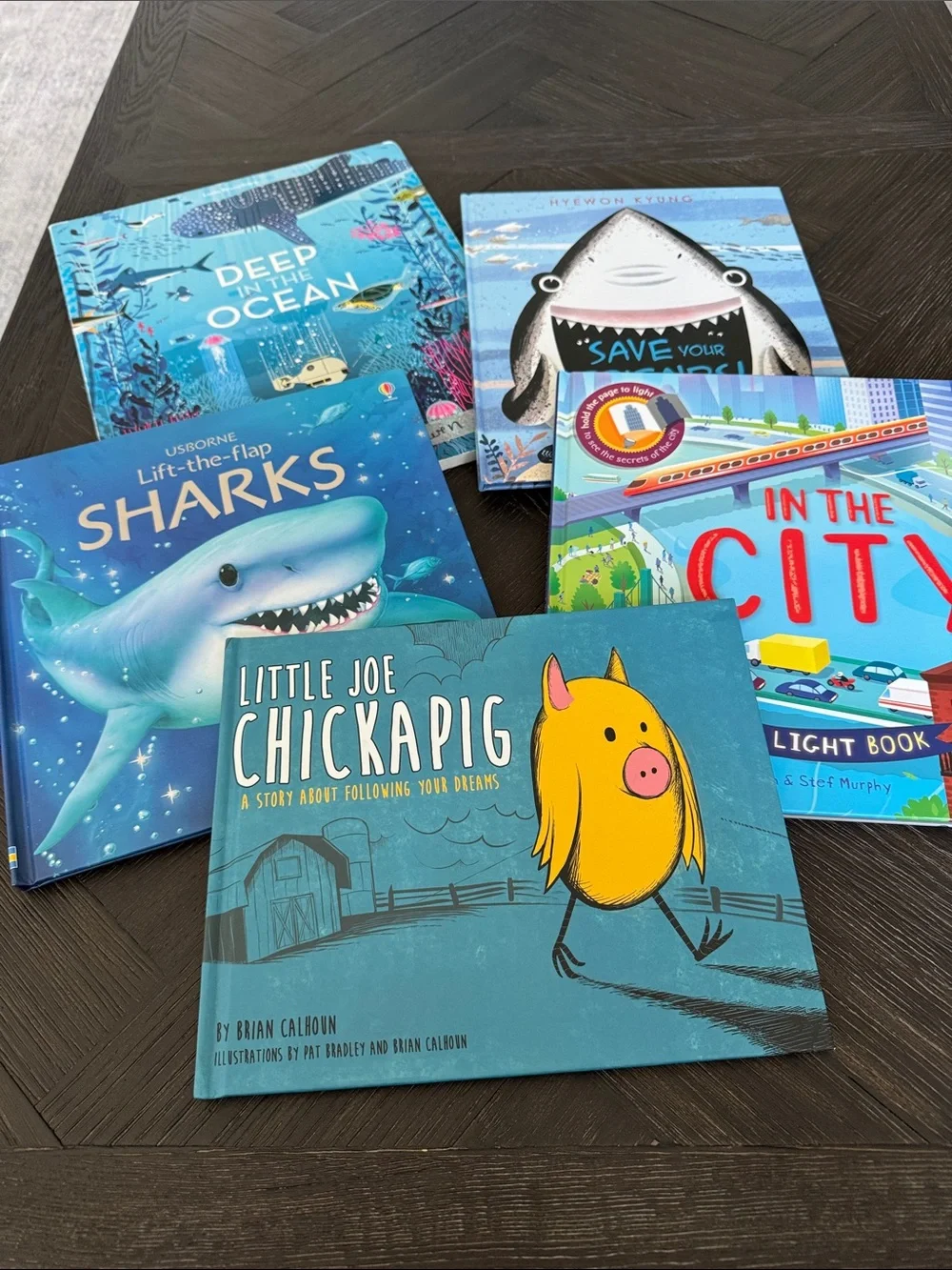 Kids Book Bundle Sharks Ocean Usborne Lift Flap City Chickapig Hardcover Lot
